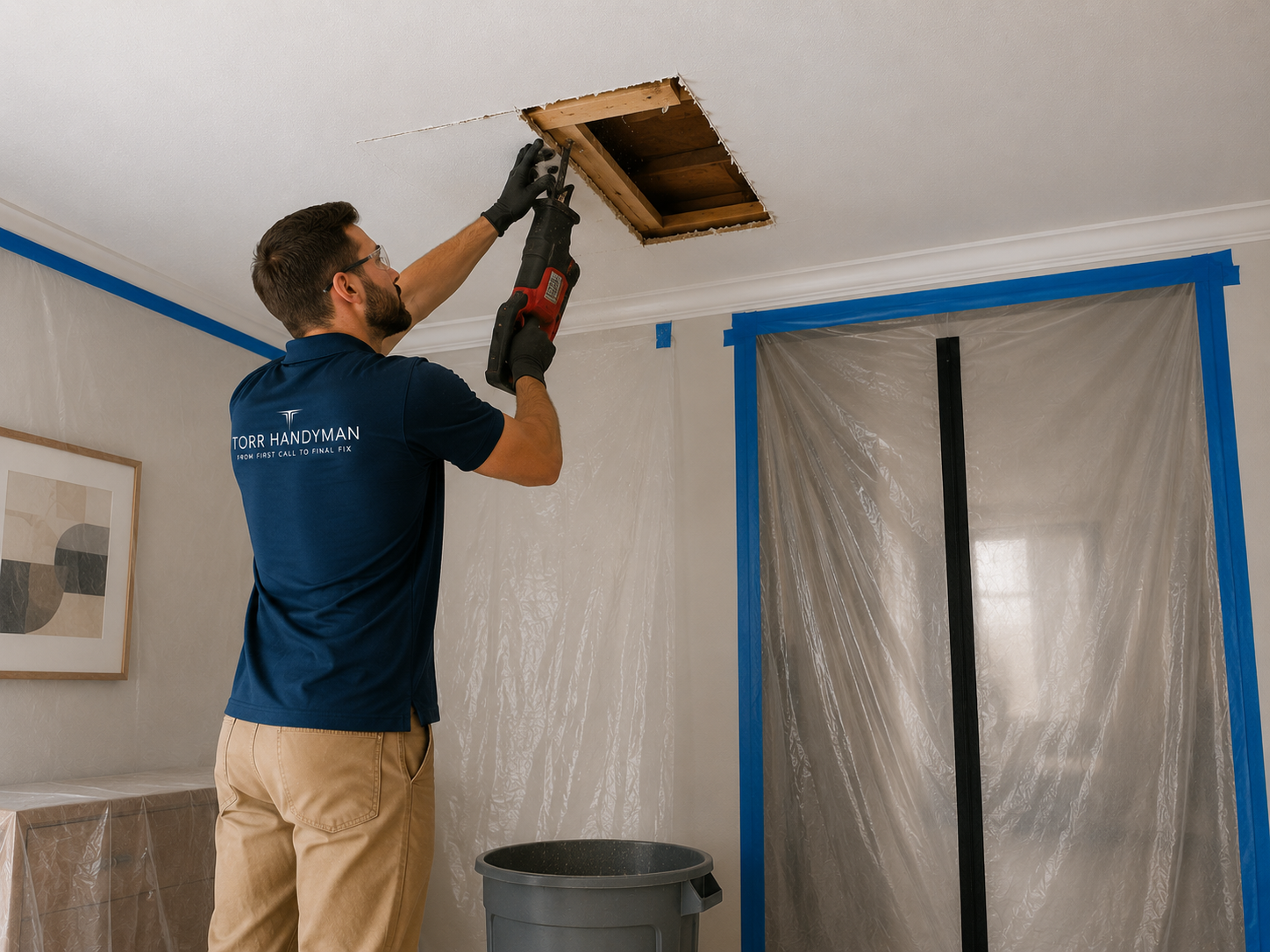 Process step 3: Cut out compromised drywall