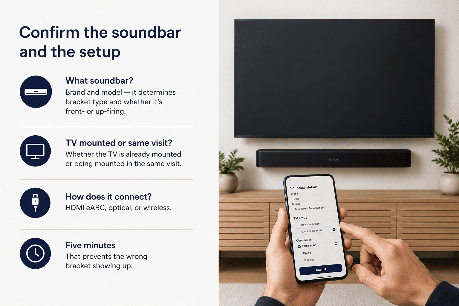 Process step 1: Confirm the soundbar and the setup