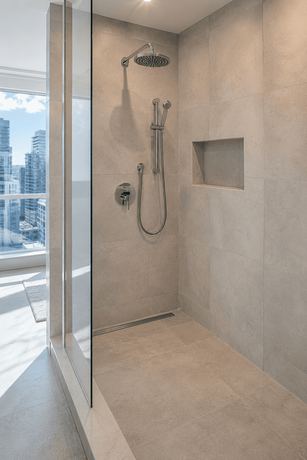 Walk-in shower surround, Downtown Toronto condo