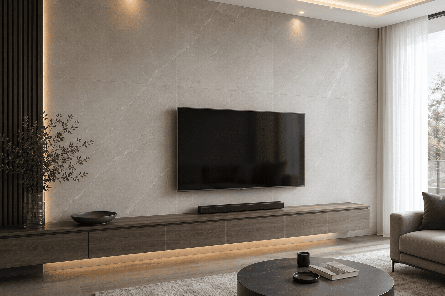 Large-format slab accent wall, Vaughan