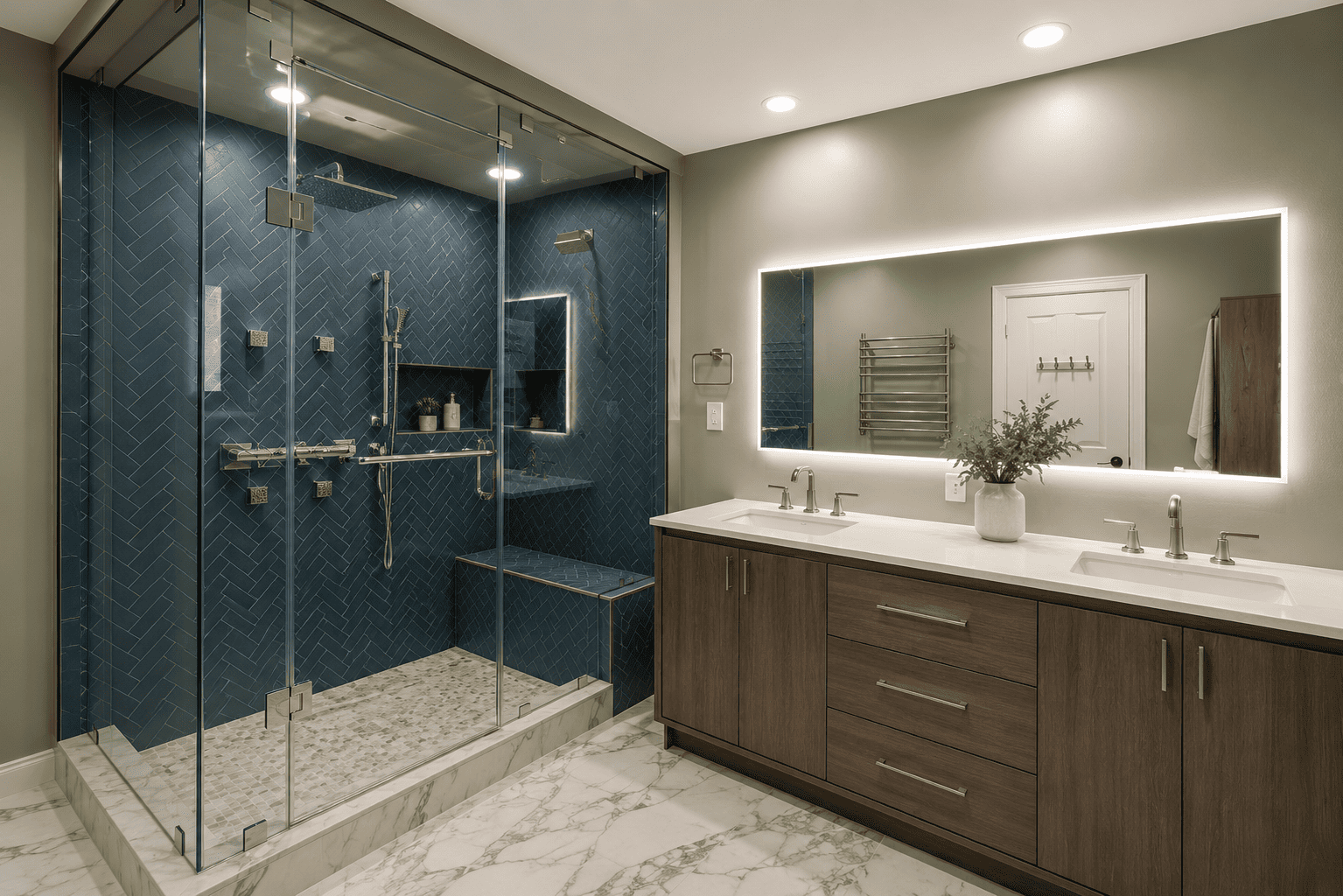Tub to shower conversion Toronto β curbless shower finished result