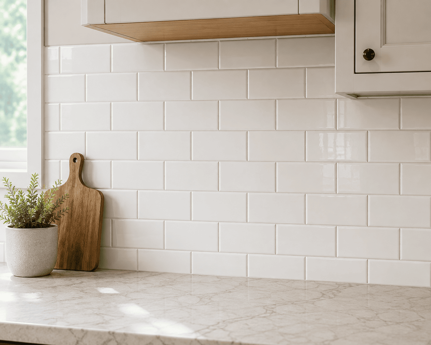 Classic subway tile backsplash installed in a Toronto kitchen